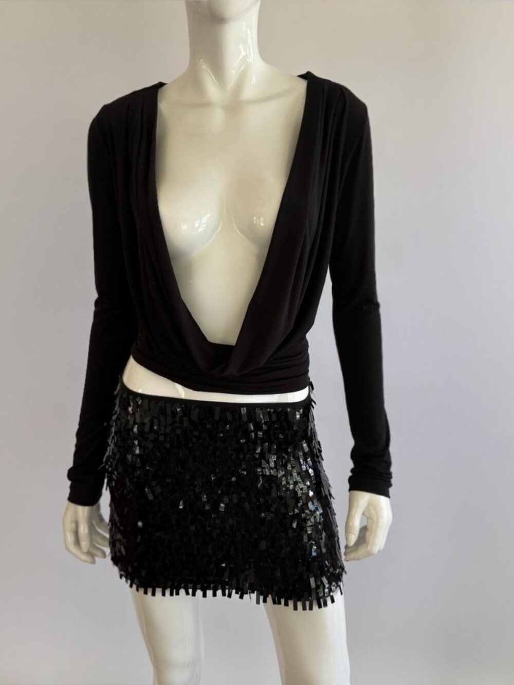 Archival Vintage 100% Silk Sequin Mini Skirt